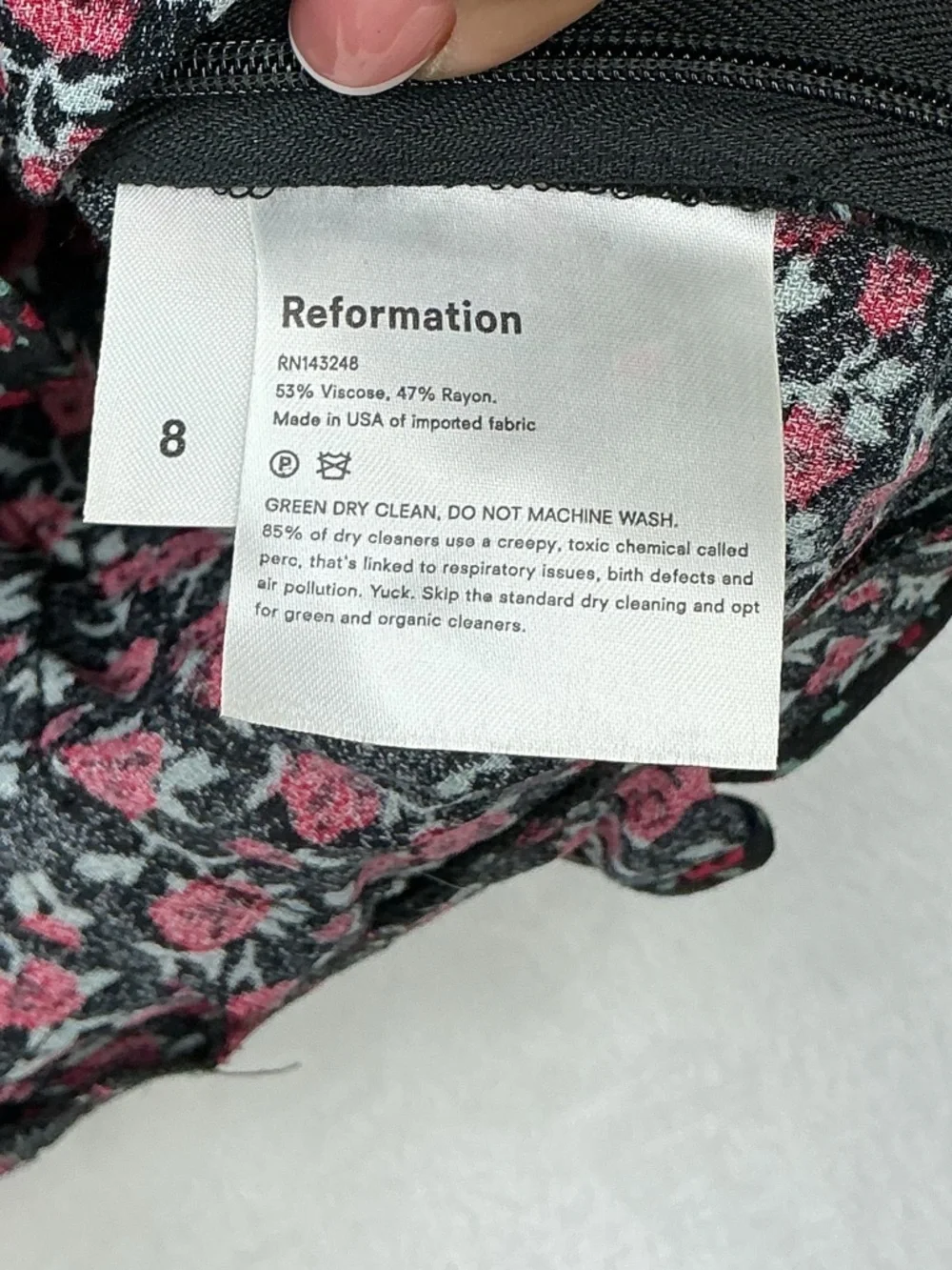 Reformation Black Square-Neck Floral Smocked Top 787